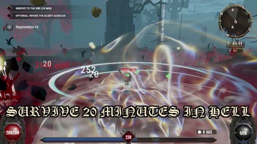 Мокап хука вариант 2: кадр с критами 2120, титр SURVIVE 20 MINUTES IN HELL